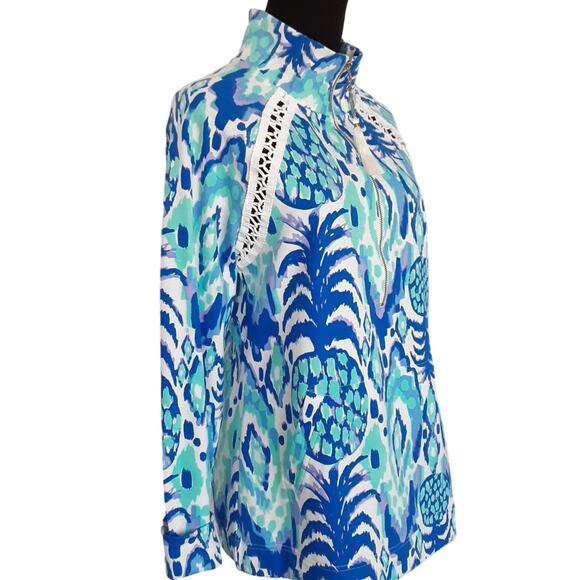 Lilly Pulitzer Skipper Popover 1/2 Zip Pullover Serene Blue Tropi Call Me Medium - Picture 6 of 12